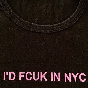 VTG FC FCUK "I'D FCUK IN NYC" T-shirt  Brown Pink